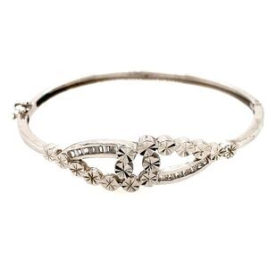 Silver Baguette CZ Bangle